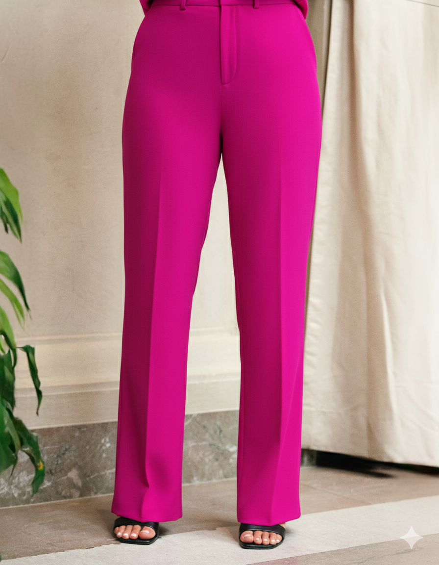 Nova Pants - High Waisted Tailored Trousers Pink