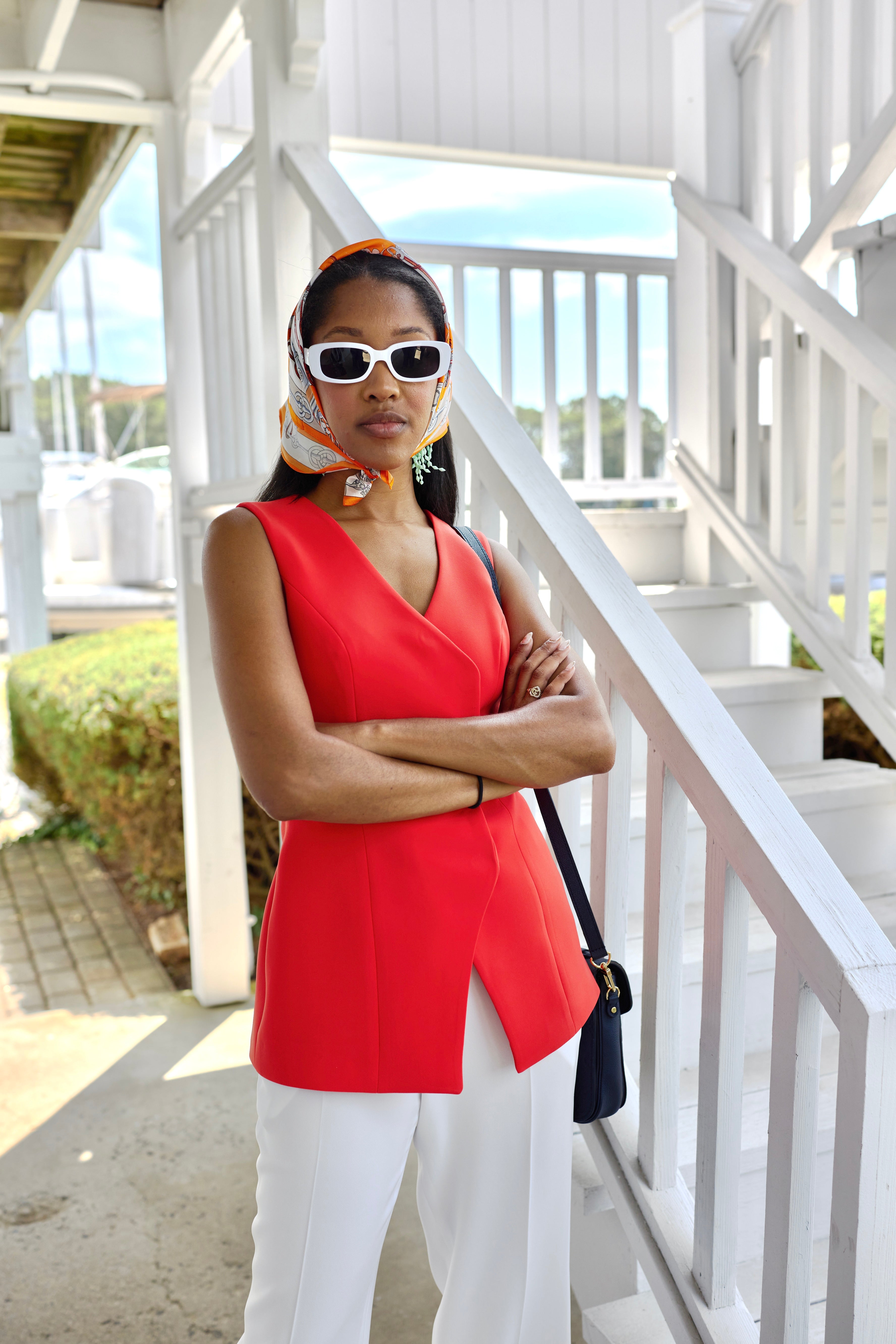 The Ava Waistcoat - Sculpted Tailored Vest - Tangerine