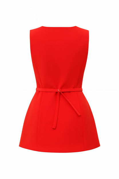 The Ava Waistcoat - Sculpted Tailored Vest - Tangerine