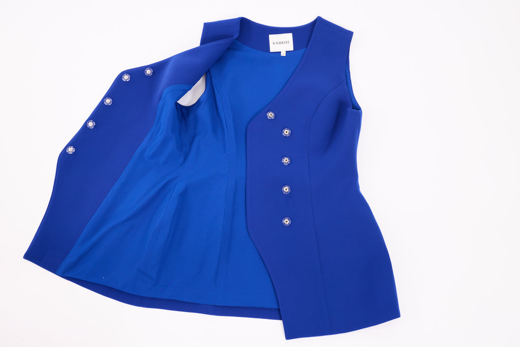 ava vest blue tailoring detail top sleeveless