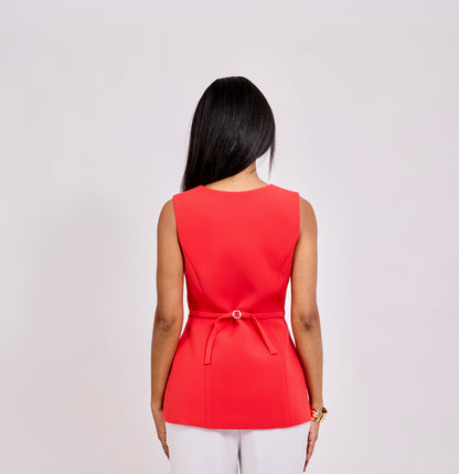 ava vest womens orange full back view premium tailoring structure sleeveless top