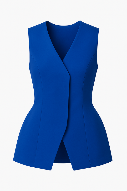 The Ava Waistcoat - Sculpted Tailored Vest - Cobalt