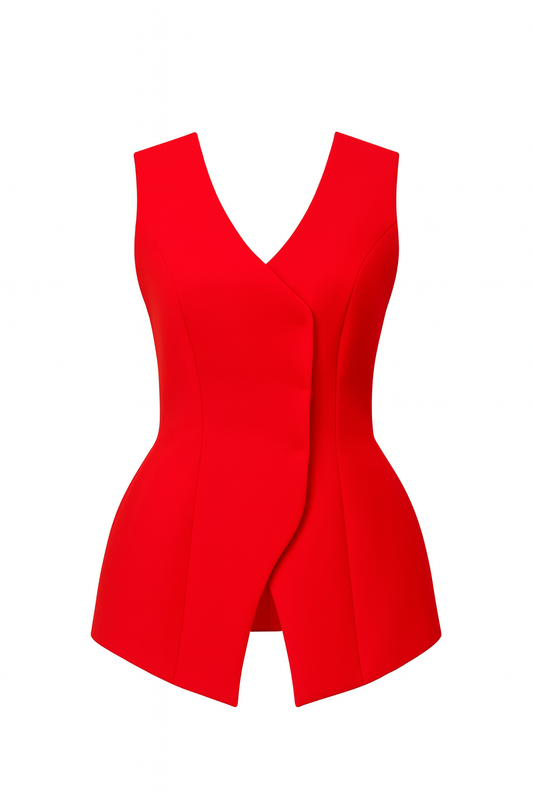 The Ava Waistcoat - Sculpted Tailored Vest - Tangerine